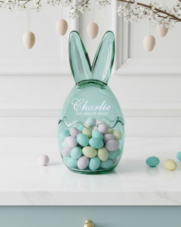 Påskeegg i glass med navn, mint